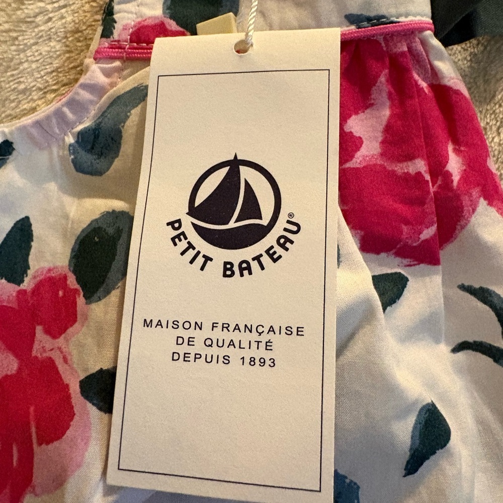 Petit Bateau Pink and Green Floral Dress